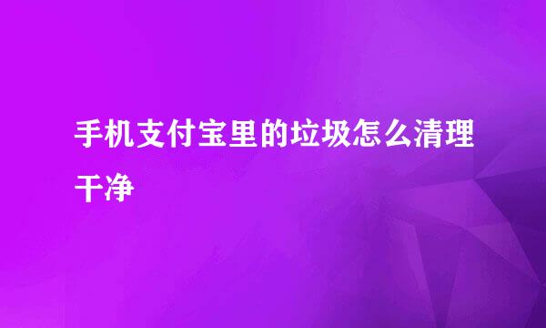 手机支付宝里的垃圾怎么清理干净