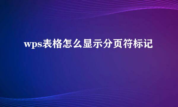 wps表格怎么显示分页符标记