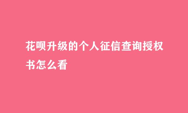 花呗升级的个人征信查询授权书怎么看