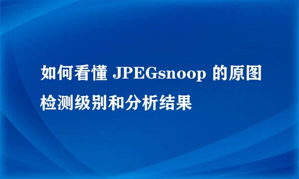如何看懂 JPEGsnoop 的原图检测级别和分析结果