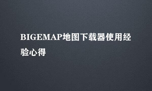 BIGEMAP地图下载器使用经验心得