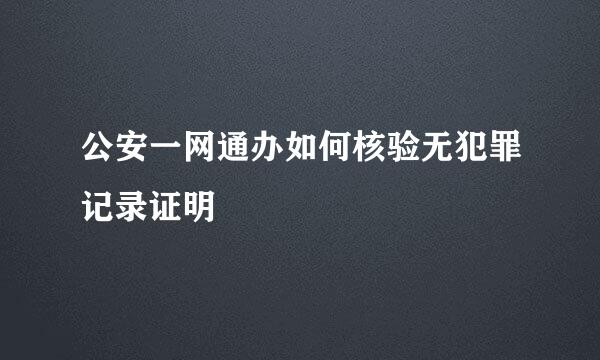公安一网通办如何核验无犯罪记录证明