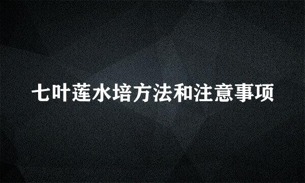 七叶莲水培方法和注意事项
