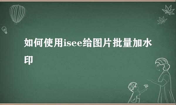 如何使用isee给图片批量加水印