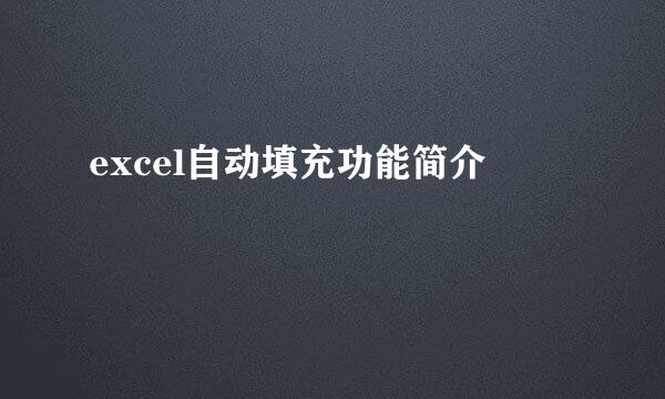 excel自动填充功能简介