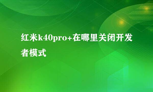 红米k40pro+在哪里关闭开发者模式