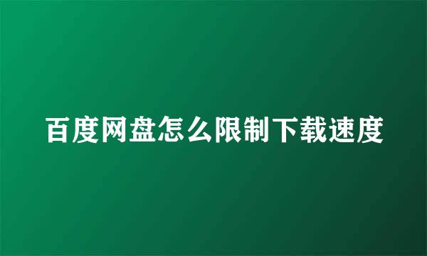 百度网盘怎么限制下载速度