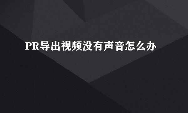PR导出视频没有声音怎么办