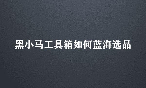 黑小马工具箱如何蓝海选品