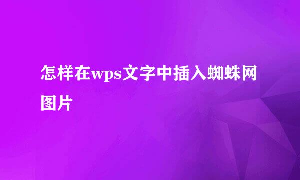 怎样在wps文字中插入蜘蛛网图片