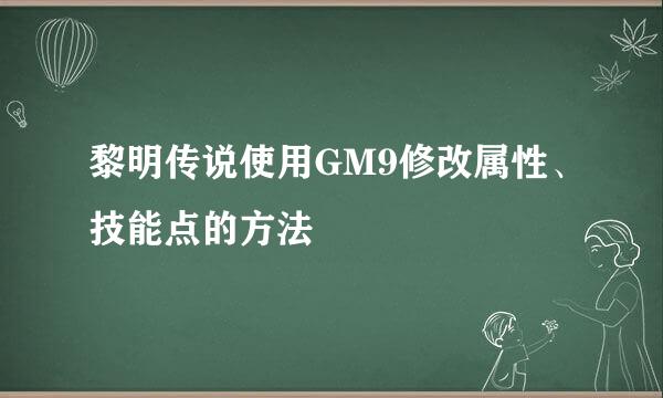 黎明传说使用GM9修改属性、技能点的方法