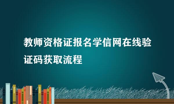 教师资格证报名学信网在线验证码获取流程