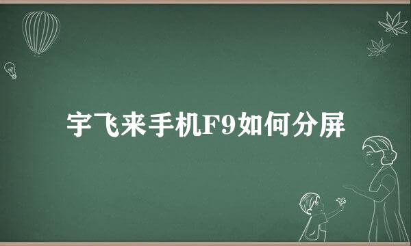 宇飞来手机F9如何分屏