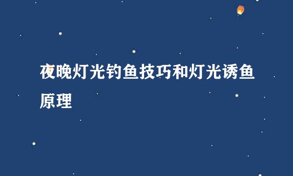 夜晚灯光钓鱼技巧和灯光诱鱼原理