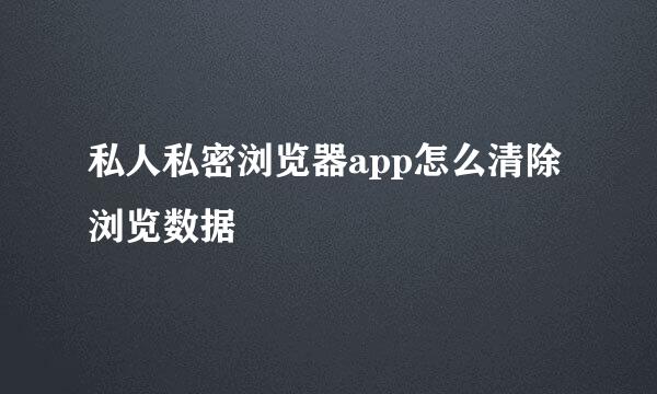 私人私密浏览器app怎么清除浏览数据