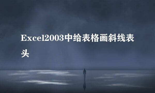 Excel2003中给表格画斜线表头