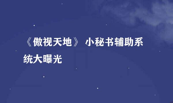 《傲视天地》 小秘书辅助系统大曝光