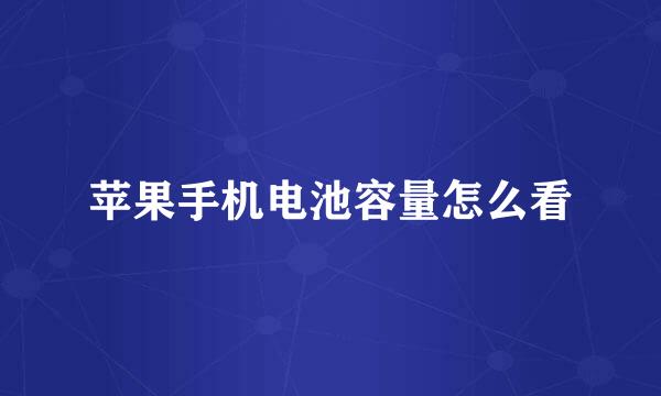 苹果手机电池容量怎么看