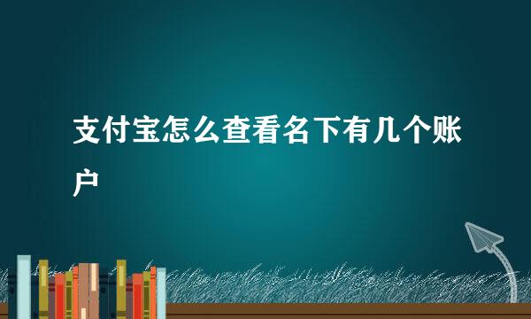 支付宝怎么查看名下有几个账户