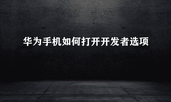 华为手机如何打开开发者选项