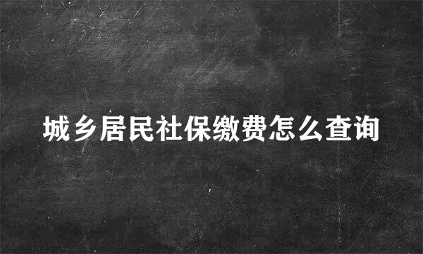 城乡居民社保缴费怎么查询
