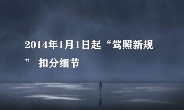2014年1月1日起“驾照新规” 扣分细节