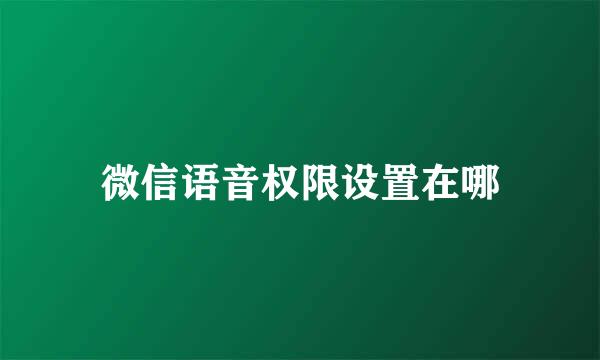 微信语音权限设置在哪