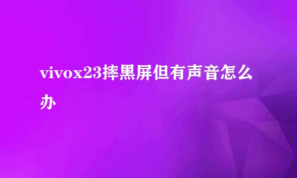 vivox23摔黑屏但有声音怎么办