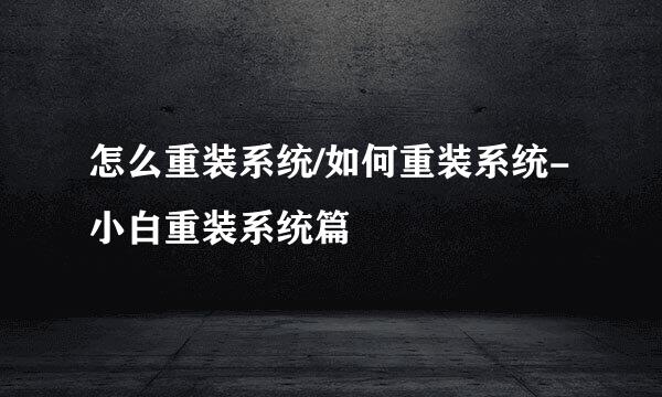 怎么重装系统/如何重装系统-小白重装系统篇
