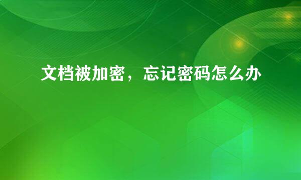 文档被加密，忘记密码怎么办