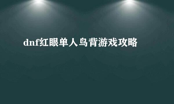 dnf红眼单人鸟背游戏攻略