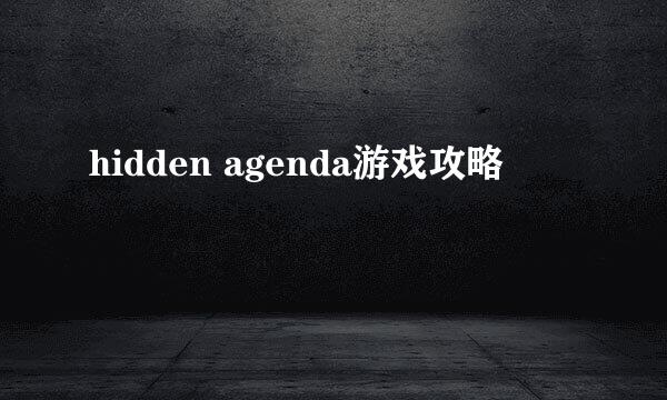 hidden agenda游戏攻略
