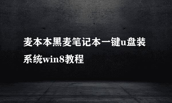 麦本本黑麦笔记本一键u盘装系统win8教程