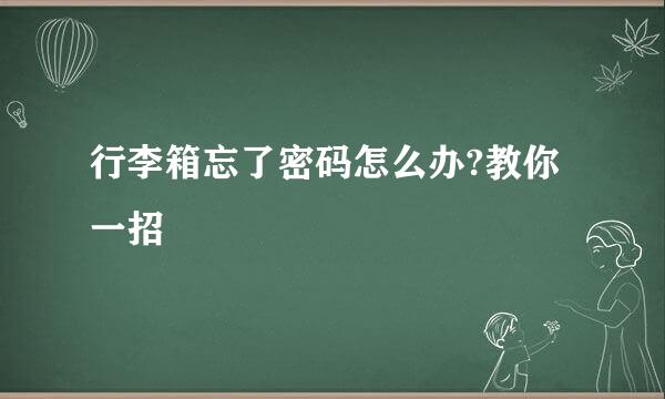 行李箱忘了密码怎么办?教你一招