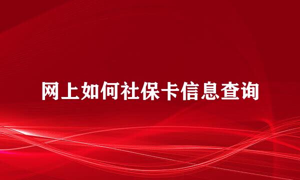 网上如何社保卡信息查询