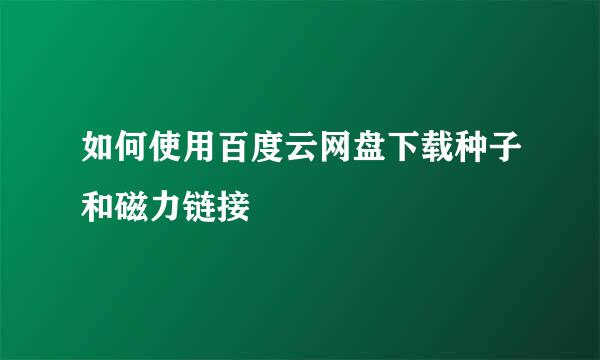 如何使用百度云网盘下载种子和磁力链接