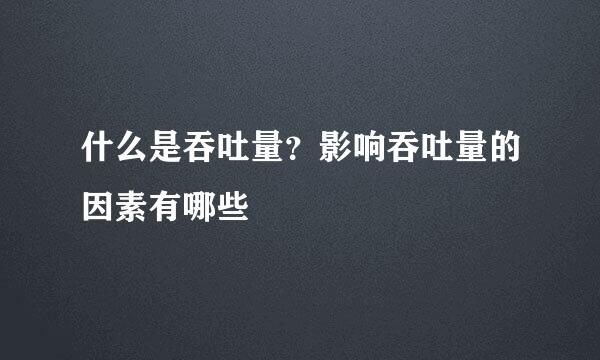 什么是吞吐量？影响吞吐量的因素有哪些