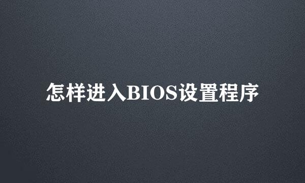 怎样进入BIOS设置程序