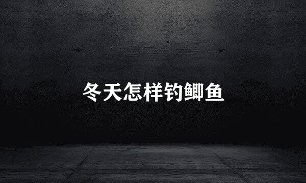冬天怎样钓鲫鱼