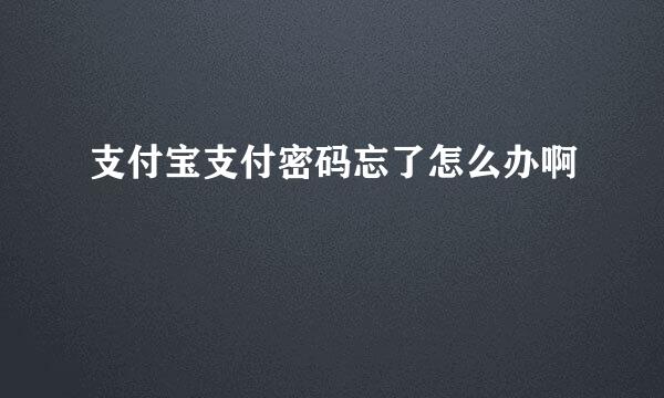 支付宝支付密码忘了怎么办啊