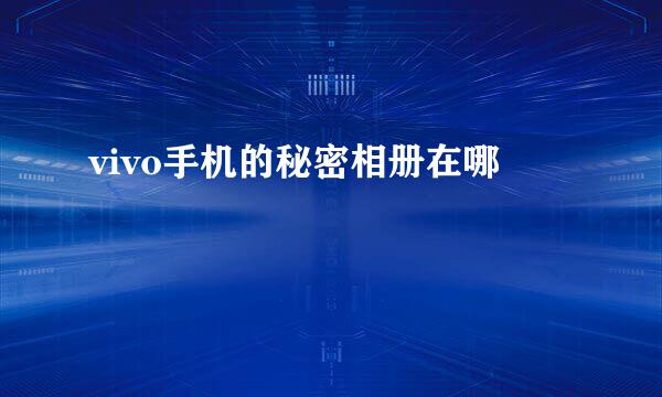 vivo手机的秘密相册在哪