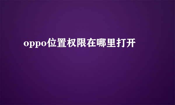 oppo位置权限在哪里打开