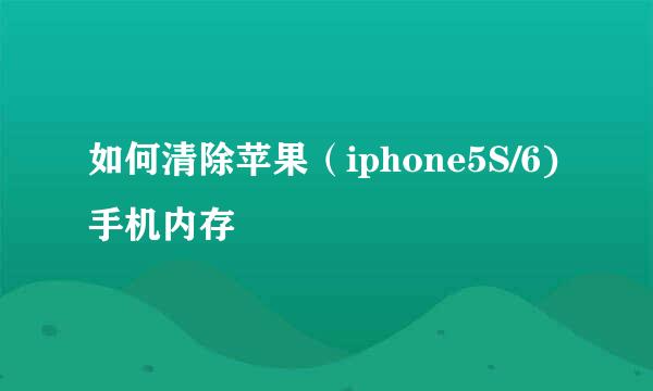 如何清除苹果（iphone5S/6)手机内存