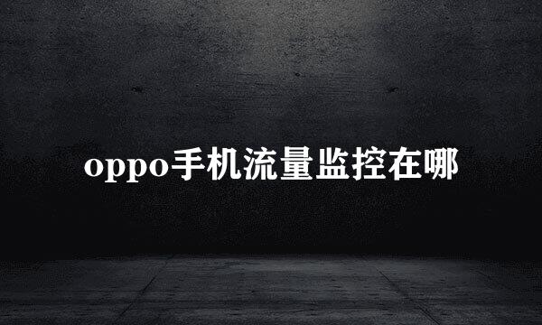 oppo手机流量监控在哪