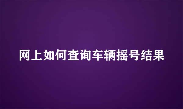 网上如何查询车辆摇号结果