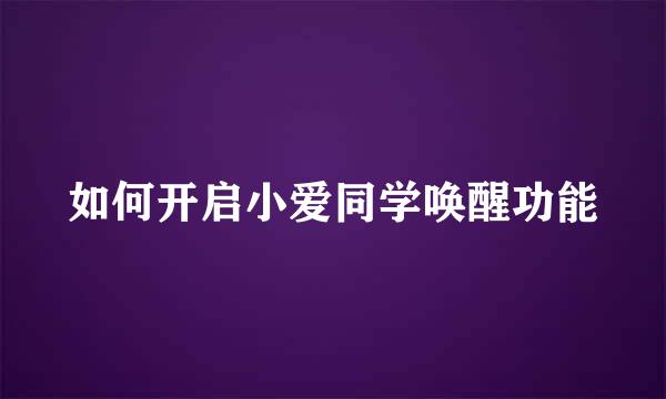 如何开启小爱同学唤醒功能