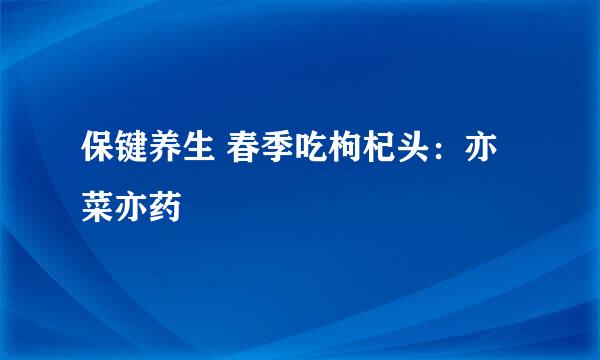 保键养生 春季吃枸杞头：亦菜亦药