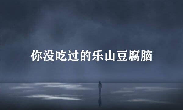 你没吃过的乐山豆腐脑