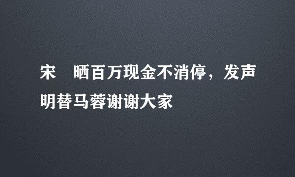 宋喆晒百万现金不消停，发声明替马蓉谢谢大家