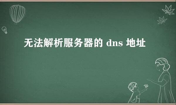 无法解析服务器的 dns 地址
